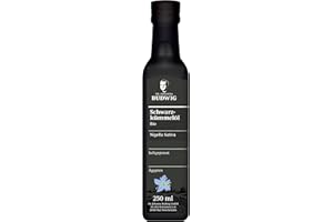 ‎DR. JOHANNA BUDWIG Dr. Budwig Premium Bio Schwarzkümmelöl (250ml) - nigella sativa - ätherisches Öl aus Ägypten - Vitamin E - 240mg Thymochinon - Linolsäure - kaltgepresst - laborgeprüft - schadstoffgeprüft - naturrein