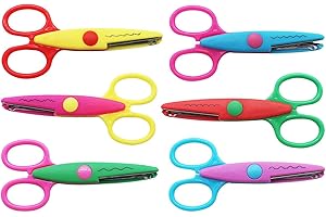 OZNEWLIFE Kinder Bastelscheren Set 6 Stück Kinder Zickzackschere 8 Stück Mini Papierstanzer mit Verschiedenen Schnittmustern Sicherheits-Kantenschere Buntes für DIY Gestaltung Papierschnitt