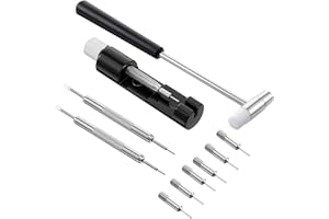 HJZHII Narzędzie do zegarków z 5 dodatkowymi trzpieniami, narzędzie do zegarka, zestaw narzędzi zegarmistrzowskich, narzędzie do naprawy teleskopów, wypychacz długopisów do pasków zegarków, skracania