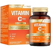 Nutraxin Chewable Vitamin C 500 mg | &Ccedil;iğnenebilir Form | Şeker ve Gluten İ&ccedil;ermez | 30 Tablet