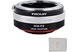 PHOLSY Objektivadapter mit Blendenring für Nikon G (F) Objektiv und Fuji X Kameras Kompatibel mit Fujifilm X-H2S, X-Pro3, X-T5, X-T4, X-S20, X-S10, X-T30 II, X-E4 usw. Kompatibel mit Nikon G auf FX
