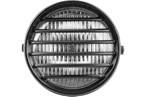 Qiilu Faros delanteros de motocicleta de 6 pulgadas, faro redondo de motocicleta Parrilla cubierta de lente 35W Bombilla halógena Faro de moto universal(Vidrio transparente)