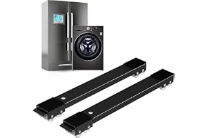 Heavy Duty Furniture Mover Roller Stand with 360° Wheels - Adjustable Steel Appliance Moving Tool for Refrigerator, Washing Machine, Bed, Sofa & Cabinet Floor Protection Slider Set (Black)