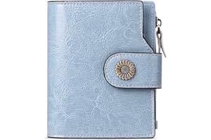 SENDEFN Cartera Monedero Mujer pequeña de Piel auténtica - 16 Ranuras para Tarjetas con Bloqueo RFID - Billetera Cartera de Tarjetero y Cremallera para Monedas