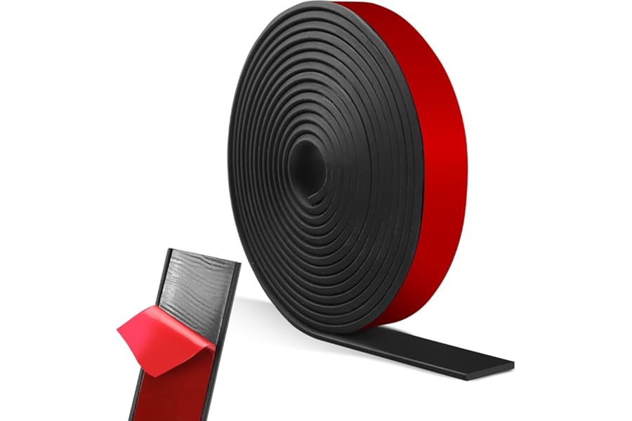 Rubber Strip Self-Adhesive Neoprene Sheet Solid Neoprene Sealing Roll for Weather Sealing, Floor Protection, DIY Gaskets, Anti-Slip Pads, Vibration Damping & Craft Projects