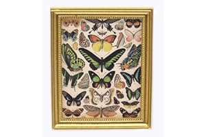 MELODY JANE DOLLS HOUSES Casa delle Bambole Farfalle Pittura Immagine in Oro Cornice Miniatura Accessorio 1:12