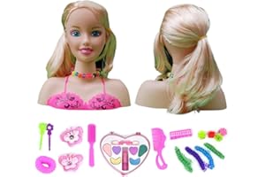 BBABBT Makeup Hair Head Girls Super Model, Hairdressing, Doll Styling, 17Pcs Hairdressing Styling Head Doll Makeup Toy Educational Toy Gift for Kids Girls