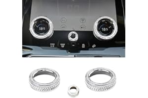 MICROCK Bling Accessories for Land Rover Range Rover Velar Evoque Freelander Discovery 2020-2021 Air Conditioner knob Cover Rhinestone Crystal, 3pcs