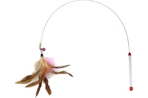 homewinner Cat Toys Feather Wand 100cm (39.4 inch) length – With Natural Feathers and Colorful small bell are Guaranteed to Drive Your Cat Wild 1 PACK.