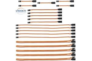 VISSQH 20 pezzi Servo di Estensione per RC, Servo Extension Cable, 3 Pin Maschio a Femmina RC Servo Cavo, Servo Filo di Estensione JR Connettore Spina (3"/75mm 6"/150mm 12"/300mm 24"/600mm)