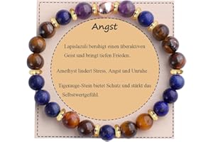 UEUC Healing Stone Bead Bracelet for Women, Natural Gemstones, Balance Protection, Spiritual Crystal Bead Bracelet for Anxiety Relief with Meaning Card