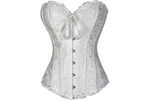 Wesaloes Corsetto Donna Vintage Corsetti Top Gotico Corsetto Satin Bustino Modellante Elegante Bustino Corsetto Halloween Festa Corsetti Donna con Coulisse Push Up Corsetti