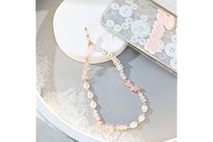 DUORIES Universale Telefonkette Telefongurte Handykette,Bunte Perle Kies Buchstabenperlen Telefon Lanyard Handschlaufe Handgelenkschlaufe Perlen Kette Handyanhänger Taschenanhänger Schlüsselanhänger,Rosa