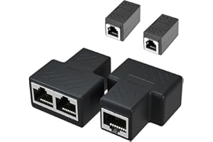 LOPKJ 2 Splitter Ethernet, Connettore sdoppiatore RJ45, Rete Lan Femmina Femmina Ethernet Adattatore da 1 a 2 per Due Computer Online Contemporaneamente con 2 Accoppiatore RJ45