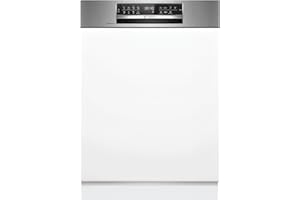 Bosch SMI6ECS12E Serie 6, Lavastoviglie da incasso con frontalino, Cestelli personalizzabili, Terzo cestello posate, Zona di lavaggio intensivo, Motore EcoSilence Drive, Acciaio, 60 cm.