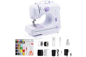 SMOCTAR Portable Sewing Machine, 12 Stitches Electric Sewing Machine for Beginners, Multi-function Dual Speed Small Mini Sewing Machines with Foot Pedal & Sewing Kit