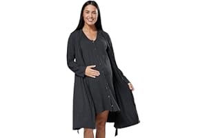 HAPPY MAMA Para Mujer Set Camisón Bata de Premamá Embarazo Lactancia 1009