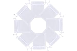 KUOXAN 80 Pcs White Jewelry Bags, Small Favour Bags, Mini Drawstring Bag, Small Net Bag for Wedding, Birthday, Anniversary