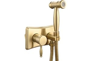 Tecmolog Doccetta Bidet Portatile per WC Acqua Calda e Fredda Idroscopino Kit Doccia Completo Oro, WS035JF