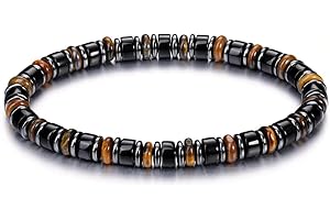 Jovivi Mens Tiger Eye Hematite Bracelet Men,Mens Jewellery,Men's Healing Crystal Anxiety Beaded Bracelets Natural Stone Bead Bracelets Gifts for Men Women