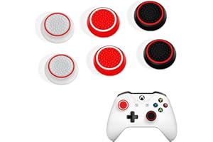 DLseego Capuchons de poignée de Pouce pour PS4 PS5 Xbox Controller,6PCS Silicone Thumb Stick Grip Cover Dots Studded Design Joystick Controller Thumb Grip Cap,Red