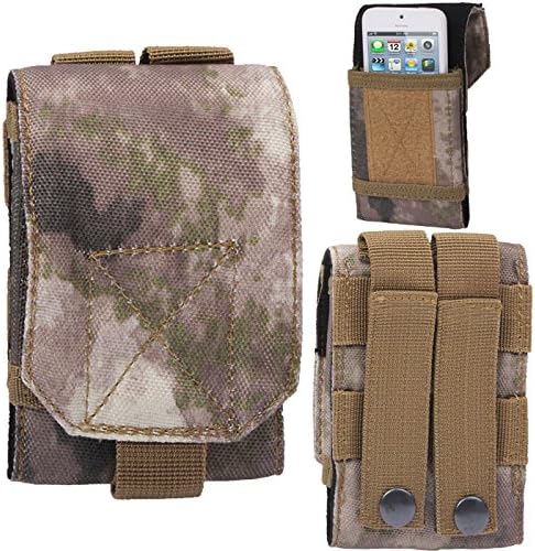 Universal Army Military Hiking Tactical Camo Bag Case Cover Pouch Belt Loop Hook Holster For Apple iPhone 7 / 6s / 6 (4.7"), 7 / 6s / 6 Plus (5.5") / Acer Liquid (S1, S2, Z5) / Alcatel Pop (C9, S9) / Asus Xenfone (2E, 5, 6) and BlackBerry Leap - Camouflage Army Woodland