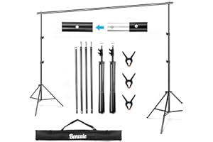 Bonvvie Hintergrund Ständer 2 * 3m, Verstellbares Fotostudio-Kameratuch-Stützsystem-Kit für Porträt Produkt Fotografie, Live-Streaming, Party, Hochzeit