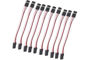 Boladge 10 pieces 10 cm servo extension cable, 3-pin JR male to female plug for Quadcopter Futaba JR receiver (10 cm)