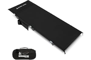 ONETIGRIS SUPRAGRIS Camping Cot, Support Up to 400lbs, Lightweight Comfortable Folding Bed for Camping, Hiking, Backpacking, Travel, Car Trips, Office Nap (Black)