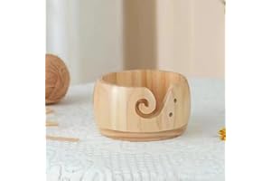 TEMU-SC Bol à laine, Bol tricot, Bol en Bois Fil de Stockage Bol, Rangement tricot, Bobinoir à laine pour le tricot et le crochet(sans couvercle)(bambou)(15 * 8cm)