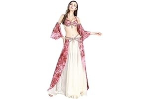 ROYAL SMEELA Costume de Danse du Ventre Jupes Soutien-Gorge Ceinture Costume Flamenco Mousseline de Soie Jupe Maxi Dame Sexy Soutien-Gorge Licou Style de Palais Vêtements de Danse