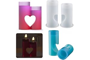 URAQT Heart Shape Candles Holder Resin Moulds, 2 Pcs Tea Light Candle Holder Resin Mould Casting Kit, Love Heart Candlestick Silicone Epoxy Resin Mold for Birthday Party Valentines Decoration DIY