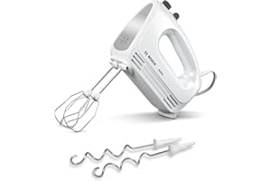 ‎BOSCH HAUSGERÄTE Bosch Hausgeräte Handrührer CleverMixx MFQ24200, 2 Rührbesen, 2 spülmaschinengeeignet, 4 Stufen, leicht, leise, 400 W Weiß/Edelstahl