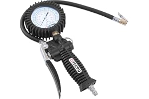 TECPO Druckluft Reifenfüller 0-12 Bar Reifenfüllpistole 0-170 PSI Reifen Messgerät 1/4 Luftdruck Anschluss