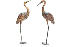 SOARS Lot de 2 statues de jardin en métal - Décoration de jardin pour l'extérieur - Pour la maison, la terrasse, l'arrière-cour et la pelouse (grue