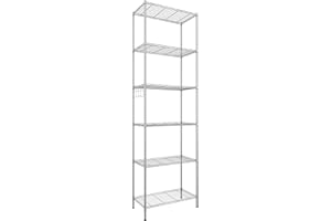 Himimi 6-Tier Wire Shelving Unit, Free Standing Shelf, Storage Shelves, Heavy Duty Metal Organizer Rack for Garage, Kitchen, Living Room, Bathroom, 21.26L x 11.42W x 62.99H, Silver