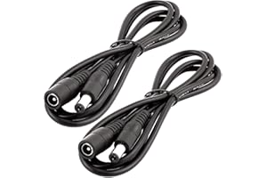 LitaElek 2pcs 1m 22AWG DC 12V Câble d'extension Prise DC 5,5mm x 2,1mm DC 0-36V Cordon d'alimentation Rallonge électrique Mâle à Femelle pour Moniteur de Voiture, Caméra CCTV, Bande LED, Noir