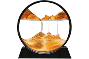AOLIFLY Peinture de Sable Fluide – Images de Sable Rotatives 3D Dynamiques, Art de Sable Mobile, Cadre en Verre Rond, Image de Sable, Décoration de Sablier de Paysage Naturel