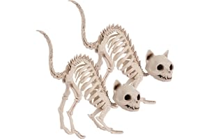 JOYIN 2 st skelett katter halloween dekorationsset djur gård för fotorekvisita inomhus utomhus dekorationer, bus eller godis