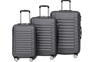 TRVLMORE Koffer & Trolleys - Koffer Set - Kofferset 3 Teilig Hartschale, Gepäck-Sets, Hartschalenkoffer Set, Reisekoffer Set, Koffer Set 3 Stück, Handgepäck Koffer 55x40x20cm Luggage, Grau