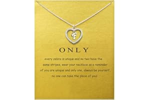 ZYAWP Heart Initial Necklace for Women Personalised Silver Necklace Letter A-Z Name Pendant a Necklaces CZ Jewelry Message Card Gifts for Girls
