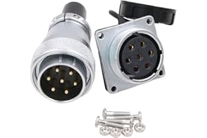 Eonvic WEIPU WS28 Plug Connecteur étanche IP67 en métal Connecteur Femelle carré Femelle pour Montage sur Panneau Connecteur de câble d'aviation (7 Broches)