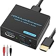 VEDINDUST HDMI Audio Extractor 4k HDMI Optical Splitter Adapter Converter 3.5 mm Stereo + L/R Audio Out Supports 5.1 HDCP 3D 