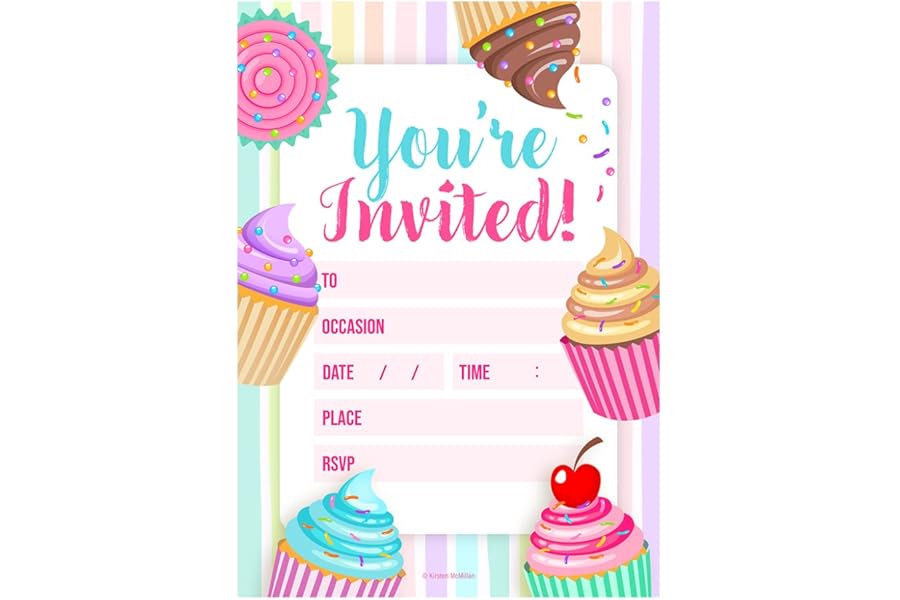 32 Kids Childrens Birthday Party Invitations with Envelopes Invitation Cupcake Birthday Party Invitations Invites A6 UK Designed & Printed