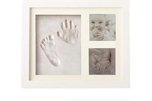 ZEACCT Kit fabrication d'empreintes mains et d'empreintes de bébé souvenir pour les nouveau-nés garçons et filles cadeaux fête de naissance personnalisés cadres photo d'art de mémoire pour de bébé -blanche