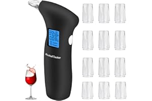 ZVD Breathalysers With 12 Mouthpieces, Breathalysers Uk,Portable, With Lcd Display, Quick Test, High Precision Alcohol Tester Breathalyzer