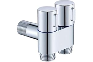 RANRAO Válvula de control dual de 1 entrada y 2 salidas, grifo de lavadora e inodoro, grifo de baño de doble manija, control doble, válvula de control dual para bidé, fácil de montar, válvula G1/2