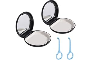 BAFLOVGA Zahnspangendose Gebissdose, 2 Stück Prothesendose, Zahnprothesen Behälter, Zahnspangenbox mit 2 Aligner Entfernungswerkzeug, Spangendose Dose für Zahnprothese, Prothesenbox, Schwarz