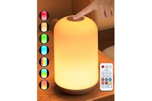 KOOFIT Baby Night Light Touch Lamp, Dimmable Bedside Lamp Remote Control Table Lamps for Bedroom, 13 RGB Color Night Light Kids, Rechargeable Night Lamp for Adult, Newborn, Breastfeeding, Nursery