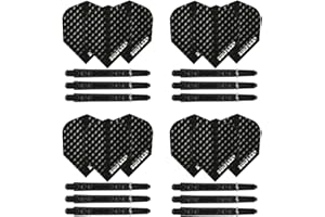 Harrows Darts 4 x Sets of Dimplex Dart Stems and Dimplex Dart Flights - 12 Dart Shafts 12 Darts Flights in Total - Medium & Short, Black & White